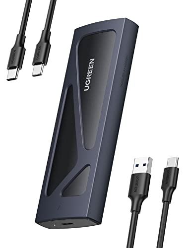 UGREEN Carcasa M.2 Disco Duro, NVME PCIE Caja con UASP Cable USB A to C 0,25m, Adaptador para SSD M.2 SATA M Key, B y M Key, Compatible con 2230/2242/2260/2280 Negro